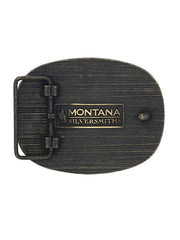 Montana Silversmiths A902 Gadsden Snake Heritage Attitude Buckle Black and Bronze back view. If you need any assistance with this item or the purchase of this item please call us at five six one seven four eight eight eight zero one Monday through Saturday 10:00a.m EST to 8:00 p.m EST