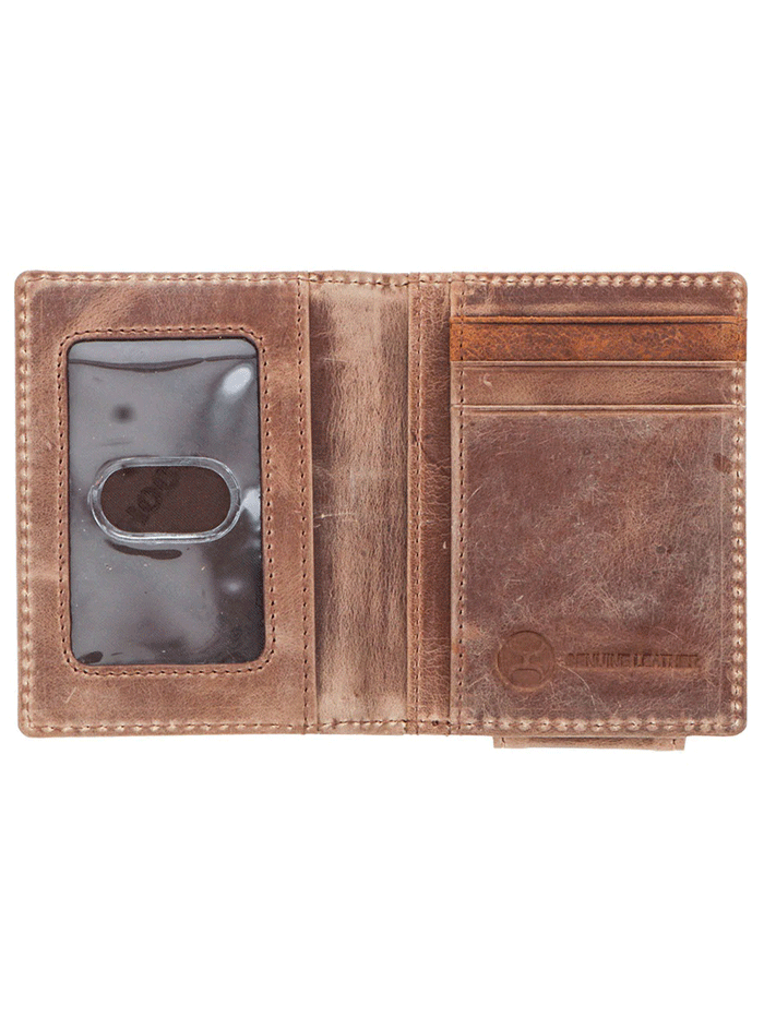 Hooey HFW036-BR Mens DALTON Stitching Bifold Money Clip Smooth Brown front view. If you need any assistance with this item or the purchase of this item please call us at five six one seven four eight eight eight zero one Monday through Saturday 10:00a.m EST to 8:00 p.m EST