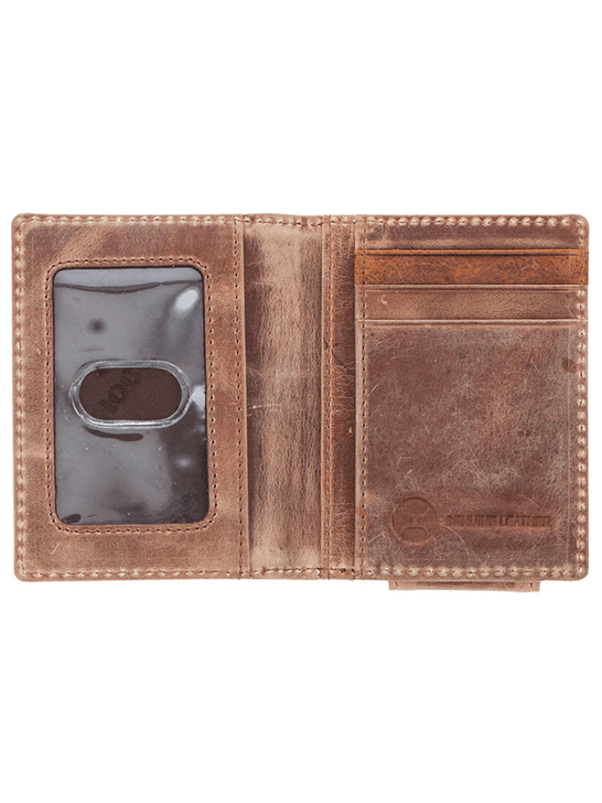 Hooey HFW036-BR Mens DALTON Stitching Bifold Money Clip Smooth Brown inside view. If you need any assistance with this item or the purchase of this item please call us at five six one seven four eight eight eight zero one Monday through Saturday 10:00a.m EST to 8:00 p.m EST