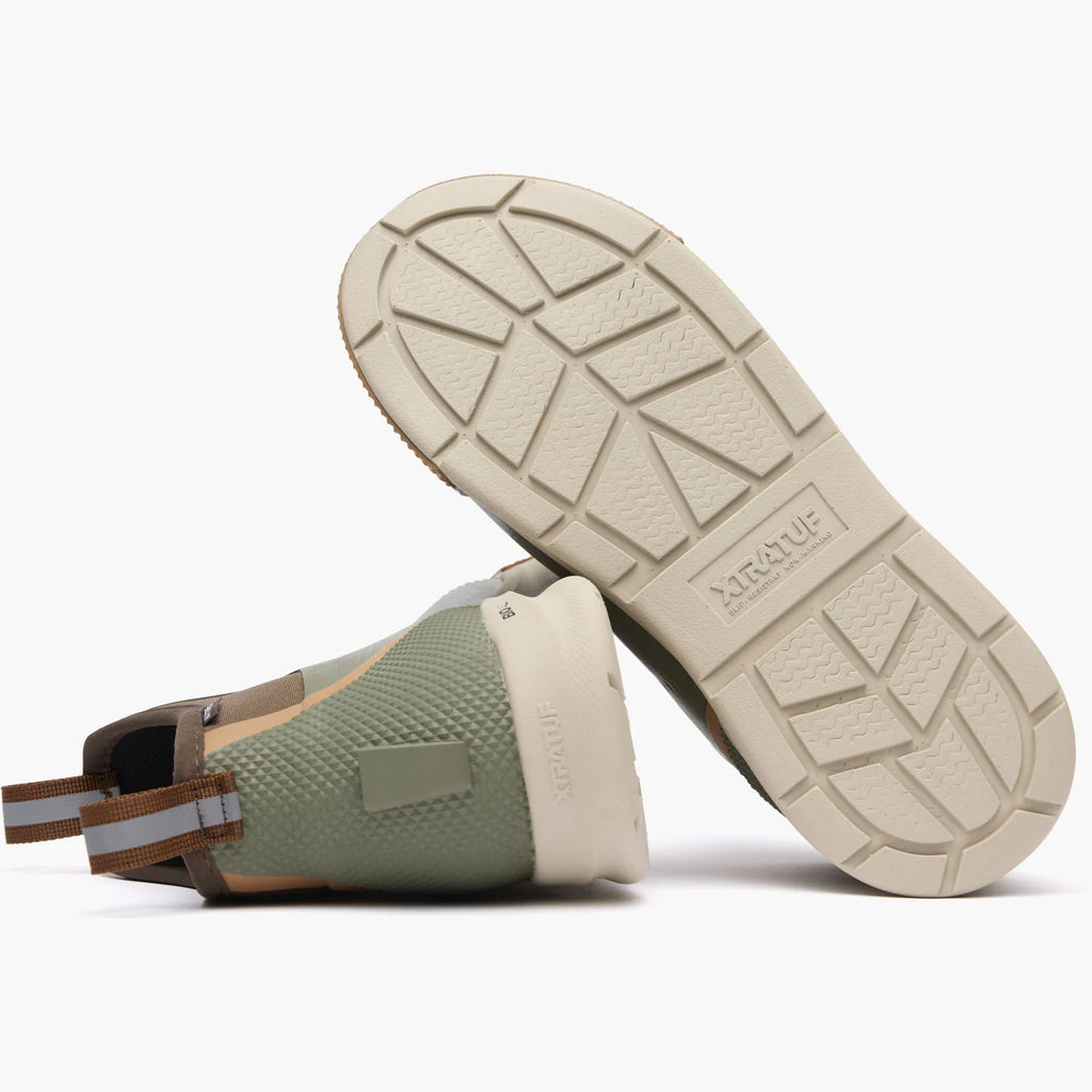 Xtratuf ADSM300 Mens Ankle Deck Sport Boot Olive side / front view pair. If you need any assistance with this item or the purchase of this item please call us at five six one seven four eight eight eight zero one Monday through Saturday 10:00a.m EST to 8:00 p.m EST