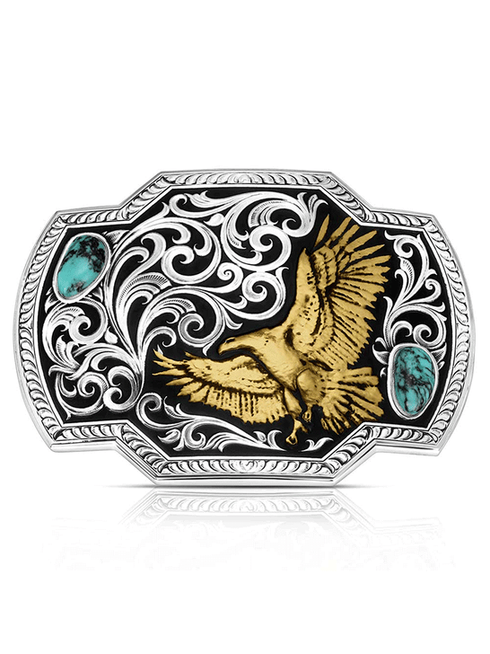 Montana Silversmiths AM55410 Wings of Valor Buckle Silver front view. If you need any assistance with this item or the purchase of this item please call us at five six one seven four eight eight eight zero one Monday through Saturday 10:00a.m EST to 8:00 p.m EST