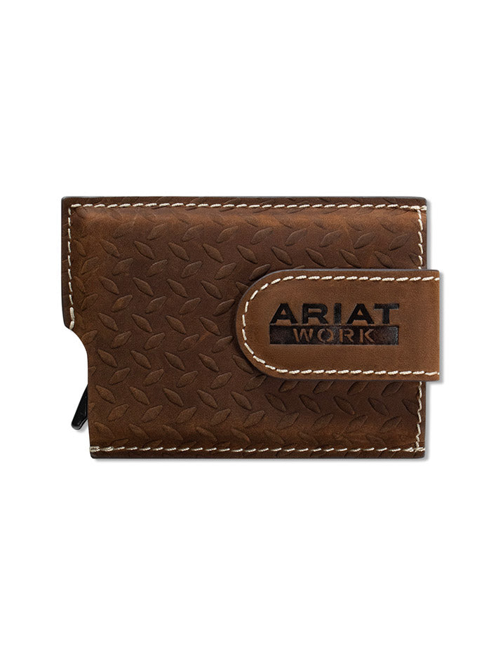 Ariat A3403444 Mens Work Utility Wallet Diamond Plate Embossed Brown front view. If you need any assistance with this item or the purchase of this item please call us at five six one seven four eight eight eight zero one Monday through Saturday 10:00a.m EST to 8:00 p.m EST
