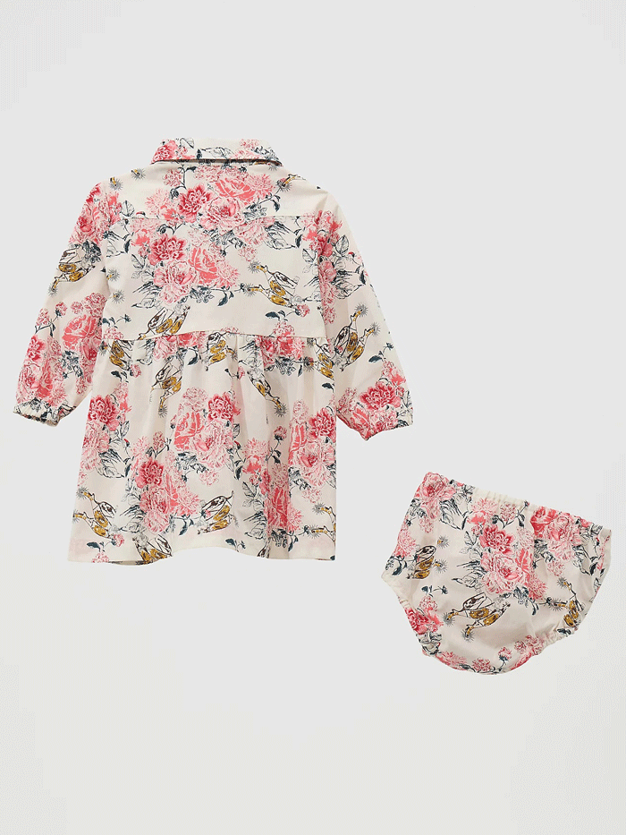 Wrangler 112371853 Little Girls Printed Western Snap Dress Floral White front view. If you need any assistance with this item or the purchase of this item please call us at five six one seven four eight eight eight zero one Monday through Saturday 10:00a.m EST to 8:00 p.m EST