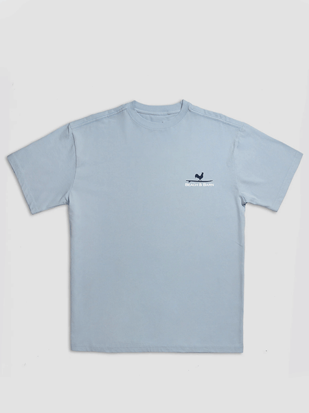 Beach & Barn TRACTOR POOL Short Sleeve T-Shirt Chambray front view. If you need any assistance with this item or the purchase of this item please call us at five six one seven four eight eight eight zero one Monday through Saturday 10:00a.m EST to 8:00 p.m EST