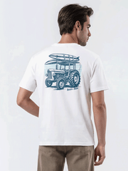 Beach & Barn TRACTORS UP Short Sleeve T-Shirt White back view. If you need any assistance with this item or the purchase of this item please call us at five six one seven four eight eight eight zero one Monday through Saturday 10:00a.m EST to 8:00 p.m EST