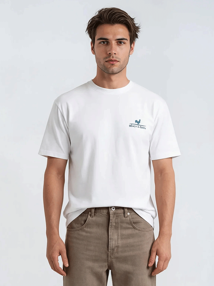 Beach & Barn TRACTORS UP Short Sleeve T-Shirt White back view. If you need any assistance with this item or the purchase of this item please call us at five six one seven four eight eight eight zero one Monday through Saturday 10:00a.m EST to 8:00 p.m EST