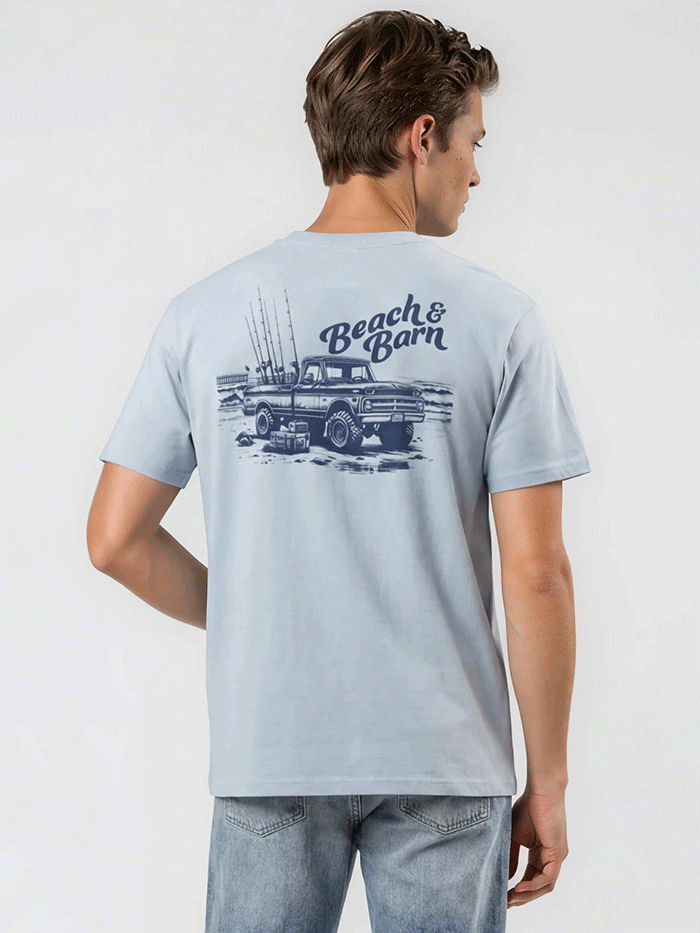 Beach & Barn SURF FISHIN Short Sleeve T-Shirt Chambray back view. If you need any assistance with this item or the purchase of this item please call us at five six one seven four eight eight eight zero one Monday through Saturday 10:00a.m EST to 8:00 p.m EST