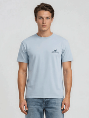 Beach & Barn SURF FISHIN Short Sleeve T-Shirt Chambray front view. If you need any assistance with this item or the purchase of this item please call us at five six one seven four eight eight eight zero one Monday through Saturday 10:00a.m EST to 8:00 p.m EST