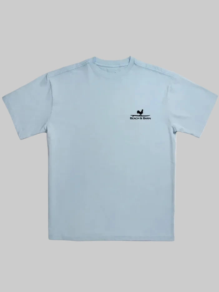 Beach & Barn SURF N TURF Short Sleeve T-Shirt Chambray back view. If you need any assistance with this item or the purchase of this item please call us at five six one seven four eight eight eight zero one Monday through Saturday 10:00a.m EST to 8:00 p.m EST