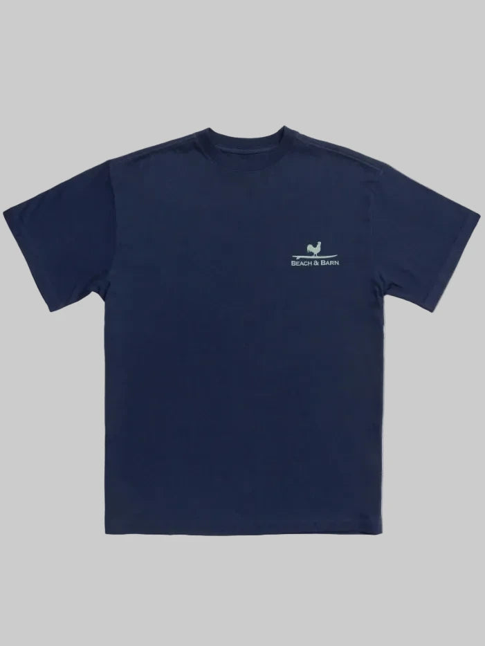 Beach & Barn WORN WELL Short Sleeve T-Shirt Dark Navy back view. If you need any assistance with this item or the purchase of this item please call us at five six one seven four eight eight eight zero one Monday through Saturday 10:00a.m EST to 8:00 p.m EST