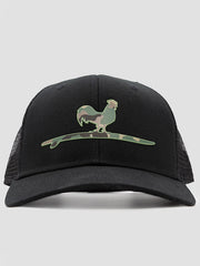 Beach & Barn SURFING ROOSTER CAMO Snapback Hat Solid Black Black front view. If you need any assistance with this item or the purchase of this item please call us at five six one seven four eight eight eight zero one Monday through Saturday 10:00a.m EST to 8:00 p.m EST