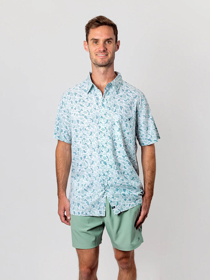 Beach & Barn WOODLANDS Mens Short Sleeve Sport Shirt Slate front view. If you need any assistance with this item or the purchase of this item please call us at five six one seven four eight eight eight zero one Monday through Saturday 10:00a.m EST to 8:00 p.m EST