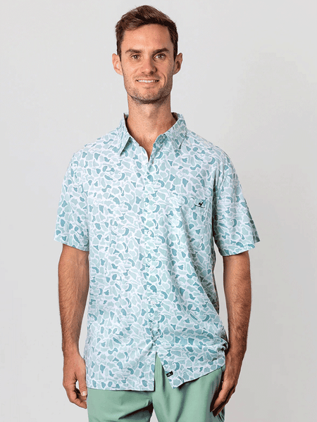 Beach & Barn WOODLANDS Mens Short Sleeve Sport Shirt Slate front view. If you need any assistance with this item or the purchase of this item please call us at five six one seven four eight eight eight zero one Monday through Saturday 10:00a.m EST to 8:00 p.m EST