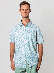 Beach & Barn WOODLANDS Mens Short Sleeve Sport Shirt Slate front view. If you need any assistance with this item or the purchase of this item please call us at five six one seven four eight eight eight zero one Monday through Saturday 10:00a.m EST to 8:00 p.m EST