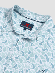 Beach & Barn WOODLANDS Mens Short Sleeve Sport Shirt Slate close up. If you need any assistance with this item or the purchase of this item please call us at five six one seven four eight eight eight zero one Monday through Saturday 10:00a.m EST to 8:00 p.m EST