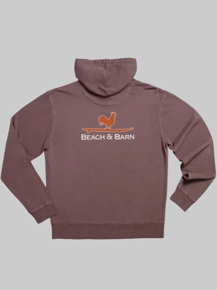 Beach and Barn SURFING ROOSTER HOODIE Peppercorn back view. If you need any assistance with this item or the purchase of this item please call us at five six one seven four eight eight eight zero one Monday through Saturday 10:00a.m EST to 8:00 p.m EST