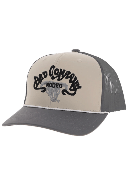 Hooey BC004T-CRGY BAD COMPANY Embroidered Logo Hat Cream And Grey side / front view. If you need any assistance with this item or the purchase of this item please call us at five six one seven four eight eight eight zero one Monday through Saturday 10:00a.m EST to 8:00 p.m EST