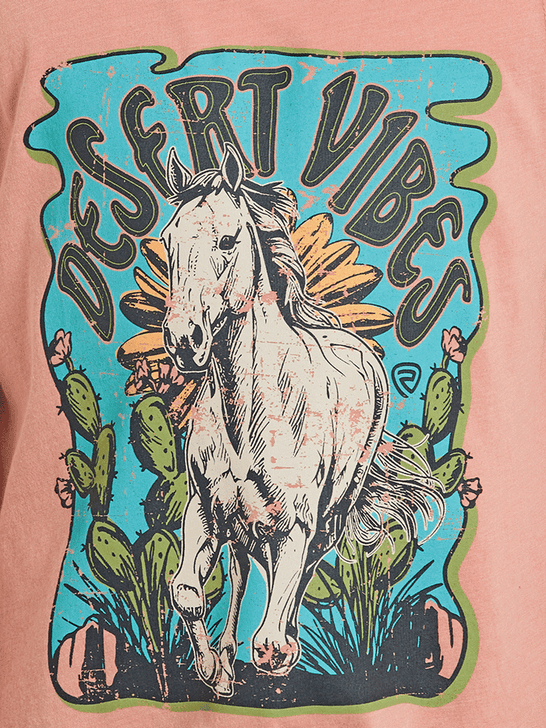 Rock & Roll Denim BG20T08548 Girls Graphic Tank With Tie Apricot graphic close up. If you need any assistance with this item or the purchase of this item please call us at five six one seven four eight eight eight zero one Monday through Saturday 10:00a.m EST to 8:00 p.m EST