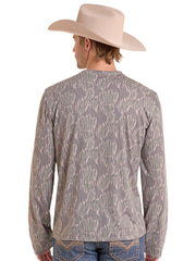 Rock & Roll Denim BM22T10203 Mens Camo Long Sleeve Pocket Tee Olive back view. If you need any assistance with this item or the purchase of this item please call us at five six one seven four eight eight eight zero one Monday through Saturday 10:00a.m EST to 8:00 p.m EST
