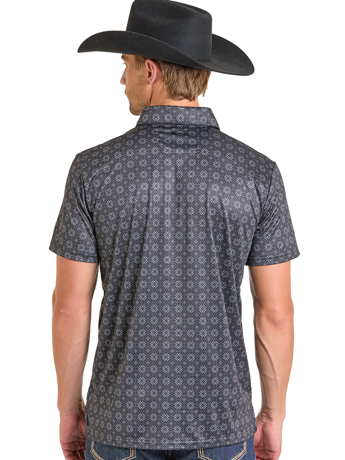 Man wearing a patterned polo shirt and cowboy hat on a white background front view. If you need any assistance with this item or the purchase of this item please call us at five six one seven four eight eight eight zero one Monday through Saturday 10:00a.m EST to 8:00 p.m EST
