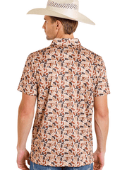 Rock & Roll Denim BM51T08354 Mens Camo Printed Mesh Polo Camel Tan back view. If you need any assistance with this item or the purchase of this item please call us at five six one seven four eight eight eight zero one Monday through Saturday 10:00a.m EST to 8:00 p.m EST

