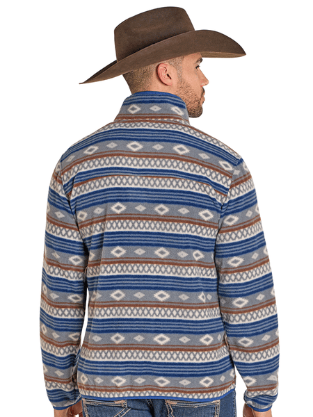 Rock & Roll Denim BM91T07719 Mens Aztec Print Fleece Pullover Grey back view. If you need any assistance with this item or the purchase of this item please call us at five six one seven four eight eight eight zero one Monday through Saturday 10:00a.m EST to 8:00 p.m EST