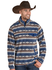 Rock & Roll Denim BM91T07719 Mens Aztec Print Fleece Pullover Grey front view. If you need any assistance with this item or the purchase of this item please call us at five six one seven four eight eight eight zero one Monday through Saturday 10:00a.m EST to 8:00 p.m EST