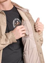 Rock & Roll Denim BM92C09209 Mens Melange Bonded Jacket Tan inside pocket view. If you need any assistance with this item or the purchase of this item please call us at five six one seven four eight eight eight zero one Monday through Saturday 10:00a.m EST to 8:00 p.m EST
