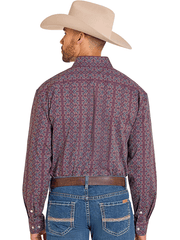 Rock & Roll Denim BMB2S07658 Mens Long Sleeve Boot Stitch Print Shirt Burgundy back view. If you need any assistance with this item or the purchase of this item please call us at five six one seven four eight eight eight zero one Monday through Saturday 10:00a.m EST to 8:00 p.m EST
