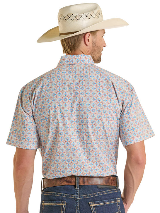 Rock & Roll Denim BMB3S08670 Mens Medallion Print Short Sleeve Shirt Orange back view. If you need any assistance with this item or the purchase of this item please call us at five six one seven four eight eight eight zero one Monday through Saturday 10:00a.m EST to 8:00 p.m EST
