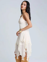 Miss Me BMD0016T-OFFWHT Womens Ester Lace Midi Dress White left side view. If you need any assistance with this item or the purchase of this item please call us at five six one seven four eight eight eight zero one Monday through Saturday 10:00a.m EST to 8:00 p.m EST 