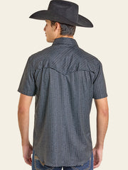 Rock & Roll Denim BMN3S07174 Mens Paisley Print Short Sleeve Tek Shirt Black back view. If you need any assistance with this item or the purchase of this item please call us at five six one seven four eight eight eight zero one Monday through Saturday 10:00a.m EST to 8:00 p.m EST