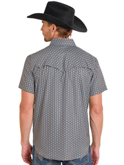 Rock & Roll Denim BMN3S07668 Mens Tek Western Short Sleeve Geo Print Shirt Black back view. If you need any assistance with this item or the purchase of this item please call us at five six one seven four eight eight eight zero one Monday through Saturday 10:00a.m EST to 8:00 p.m EST
