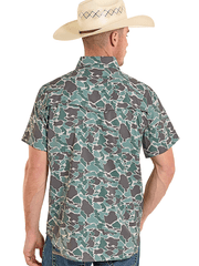 Rock & Roll Denim BMN3S08395 Mens Short Sleeve Tek Western Shirt Camo Print back view. If you need any assistance with this item or the purchase of this item please call us at five six one seven four eight eight eight zero one Monday through Saturday 10:00a.m EST to 8:00 p.m EST