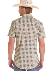 Rock & Roll Denim BMN3S08648 Mens Medallion Print Short Sleeve Snap Shirt Teal back view. If you need any assistance with this item or the purchase of this item please call us at five six one seven four eight eight eight zero one Monday through Saturday 10:00a.m EST to 8:00 p.m EST
