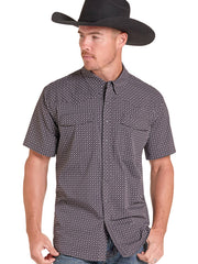 Rock & Roll Denim BMN3S09460 Mens Tek Western Short Sleeve Shirt Black front view. If you need any assistance with this item or the purchase of this item please call us at five six one seven four eight eight eight zero one Monday through Saturday 10:00a.m EST to 8:00 p.m EST

