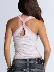 Miss Me BMT0241T-PNK Womens Blair Graphic Tank Pink back view. If you need any assistance with this item or the purchase of this item please call us at five six one seven four eight eight eight zero one Monday through Saturday 10:00a.m EST to 8:00 p.m EST