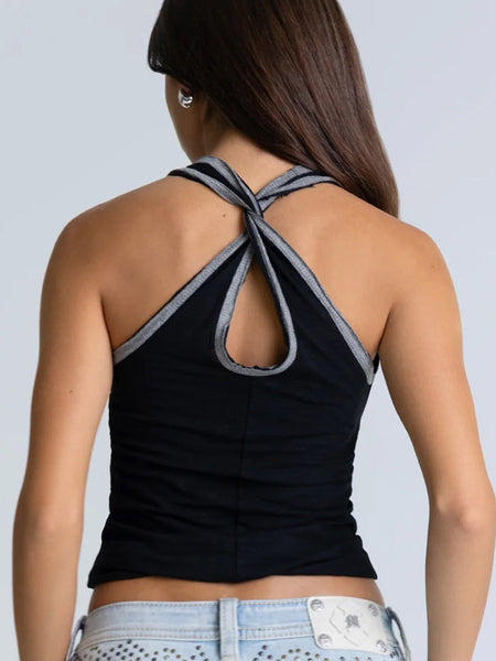 Miss Me BMT0241T-BLK Womens Blair Graphic Tank Black back view. If you need any assistance with this item or the purchase of this item please call us at five six one seven four eight eight eight zero one Monday through Saturday 10:00a.m EST to 8:00 p.m EST