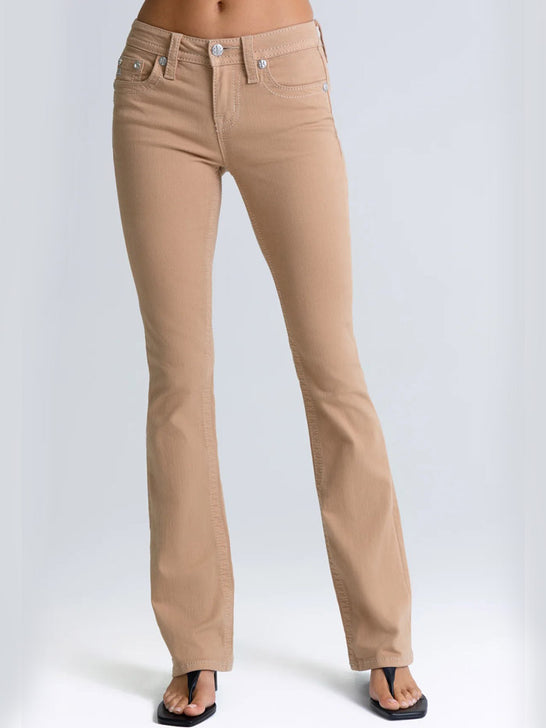 Miss Me M3444B178L Womens Billie Mid Rise Bootcut Jeans Tan front view. If you need any assistance with this item or the purchase of this item please call us at five six one seven four eight eight eight zero one Monday through Saturday 10:00a.m EST to 8:00 p.m EST