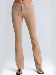 Miss Me M3444B178L Womens Billie Mid Rise Bootcut Jeans Tan front view. If you need any assistance with this item or the purchase of this item please call us at five six one seven four eight eight eight zero one Monday through Saturday 10:00a.m EST to 8:00 p.m EST