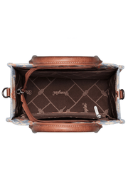 Wrangler WG2202-8120SCF Womens Southwestern Print Small Canvas Tote Crossbody Coffee inside view. If you need any assistance with this item or the purchase of this item please call us at five six one seven four eight eight eight zero one Monday through Saturday 10:00a.m EST to 8:00 p.m EST