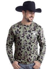 Rock & Roll Denim BU22T10320 Mens Performance Graphic Long Sleeve Tee Camo front view. If you need any assistance with this item or the purchase of this item please call us at five six one seven four eight eight eight zero one Monday through Saturday 10:00a.m EST to 8:00 p.m EST
