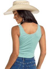 Rock & Roll Denim BW20T06279-GRN Womens Embroidered Tank Wash Green back view. If you need any assistance with this item or the purchase of this item please call us at five six one seven four eight eight eight zero one Monday through Saturday 10:00a.m EST to 8:00 p.m EST