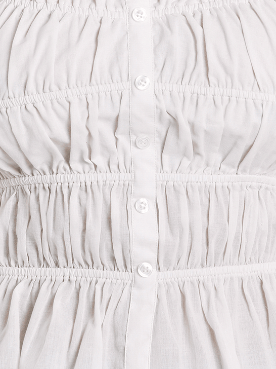 Rock & Roll Denim BW20T08079 Womens Ruchet Tank Top Natural close up. If you need any assistance with this item or the purchase of this item please call us at five six one seven four eight eight eight zero one Monday through Saturday 10:00a.m EST to 8:00 p.m EST