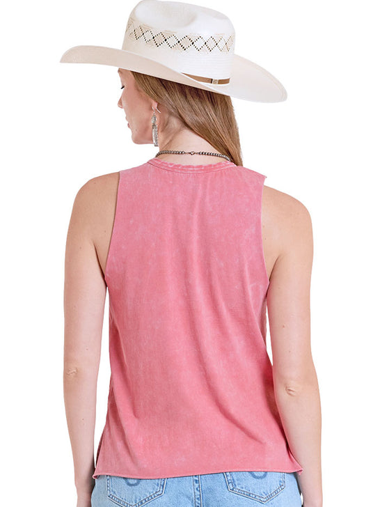 Rock & Roll Denim BW20T08410 Womens Cowgirl Country Graphic Tank Top Pink back view. If you need any assistance with this item or the purchase of this item please call us at five six one seven four eight eight eight zero one Monday through Saturday 10:00a.m EST to 8:00 p.m EST