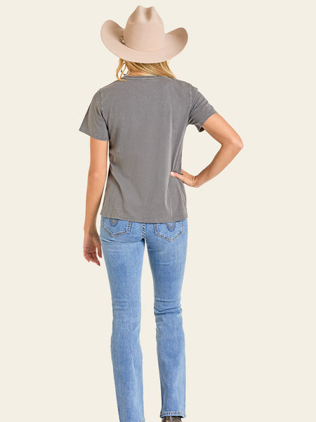 Rock & Roll Denim BW21T07327 Womens Chain Detail Graphic Tee Charcoal Grey back view. If you need any assistance with this item or the purchase of this item please call us at five six one seven four eight eight eight zero one Monday through Saturday 10:00a.m EST to 8:00 p.m EST