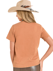 Rock & Roll Denim BW21T07952 Womens Western Graphic Tee Burnt Orange back view. If you need any assistance with this item or the purchase of this item please call us at five six one seven four eight eight eight zero one Monday through Saturday 10:00a.m EST to 8:00 p.m EST
