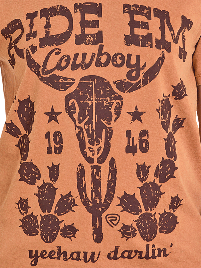 Rock & Roll Denim BW21T07952 Womens Western Graphic Tee Burnt Orange front view.If you need any assistance with this item or the purchase of this item please call us at five six one seven four eight eight eight zero one Monday through Saturday 10:00a.m EST to 8:00 p.m EST