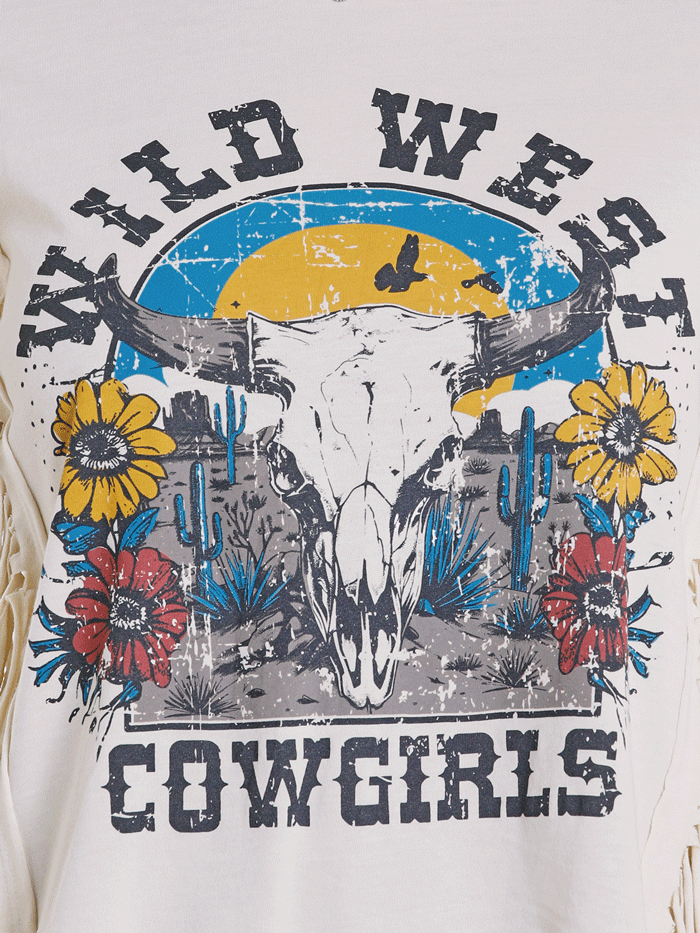 Rock & Roll Denim BW21T08436 Womens Wild West Fringe Graphic Tee Natural front view. If you need any assistance with this item or the purchase of this item please call us at five six one seven four eight eight eight zero one Monday through Saturday 10:00a.m EST to 8:00 p.m EST
