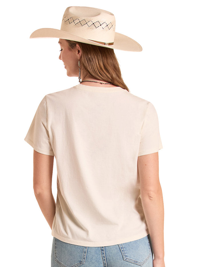 Rock & Roll Denim BW21T08891 Womens Western Graphic Tee Natural front view. If you need any assistance with this item or the purchase of this item please call us at five six one seven four eight eight eight zero one Monday through Saturday 10:00a.m EST to 8:00 p.m EST